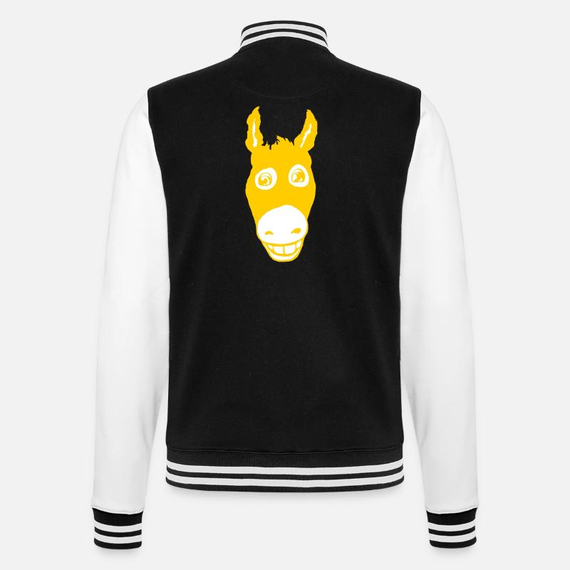 Lächelnder Esel gelb - College-Sweatjacke - Schwarz/Weiß