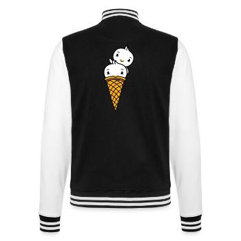 Vögel Eis Waffel Waffeleis Kugeln Eiscreme Eistüte - College-Sweatjacke - Schwarz/Weiß - Hinten - Marisol (170cm)