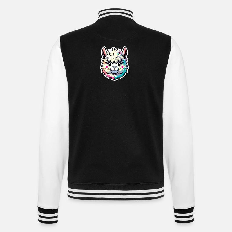 Alpaka Kopf bunt - College-Sweatjacke - Schwarz/Weiß