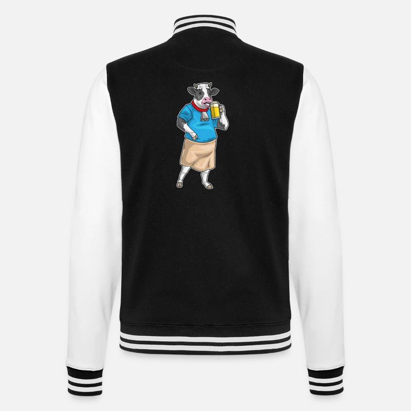 Cow Beer - College Sweat Jacket - black/white