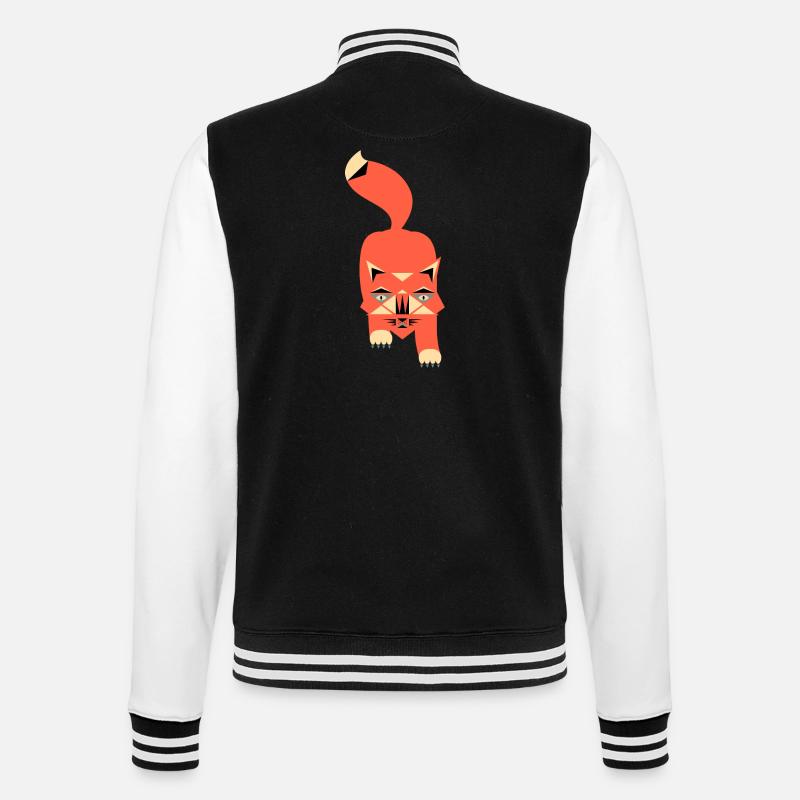 Cat Geometric Style - College Sweat Jacket - black/white