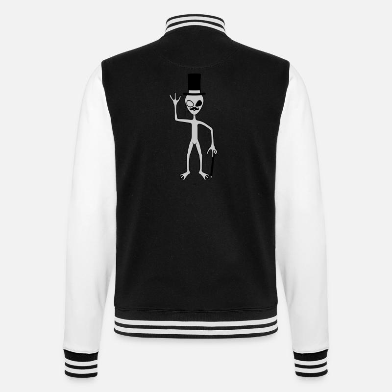 Sir Alien winkt freundlich - College-Sweatjacke - Schwarz/Weiß