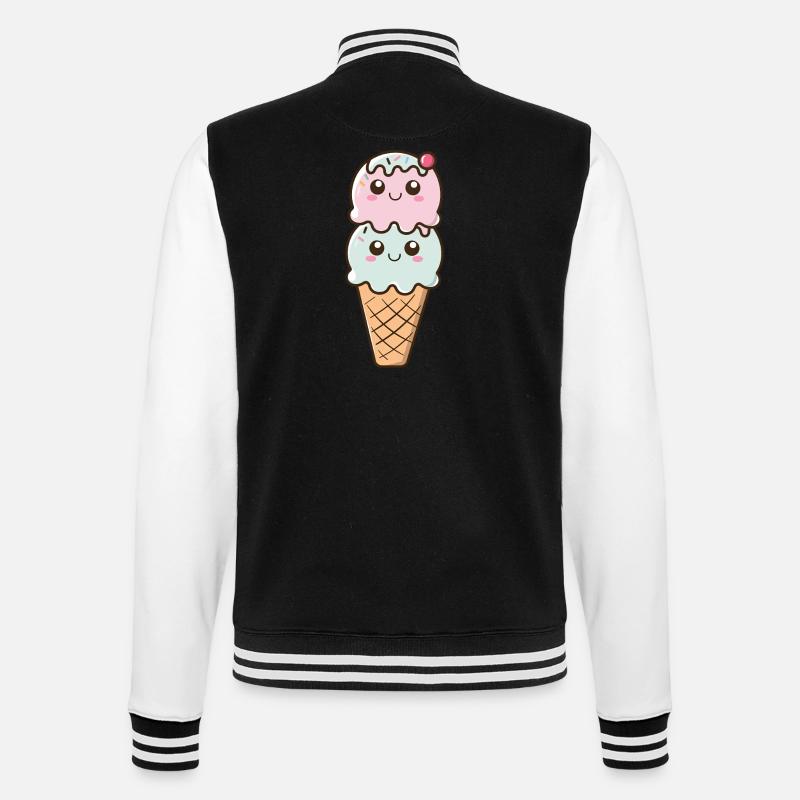 Boule Kawaii Crème Glacée Sucrée - Veste Teddy - noir/blanc