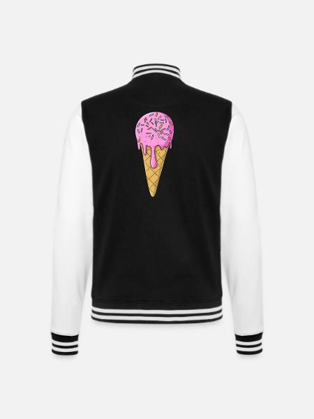 Eis | Rosa Pink Eiscreme mit Streusel | Icecream - College-Sweatjacke - Schwarz/Weiß