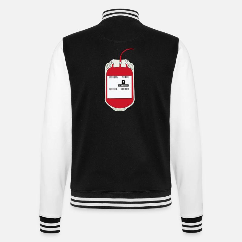 B Negativer Blutbeutel - College-Sweatjacke - Schwarz/Weiß
