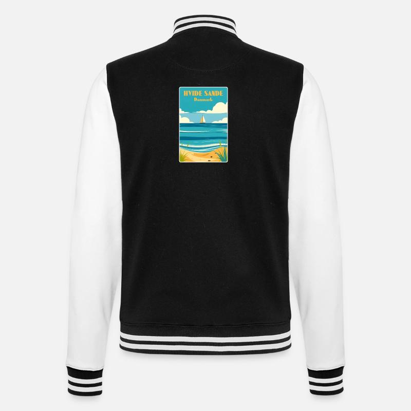 Hvide Sande, Denmark - College Sweat Jacket - black/white