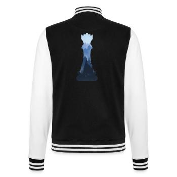 Schach Silhouette Wald - Schachspieler - Chess - College-Sweatjacke - Schwarz/Weiß - Hinten - Marisol (170cm)