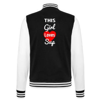 Skateboard SUP Surfen - College-Sweatjacke - Schwarz/Weiß - Hinten - Marisol (170cm)