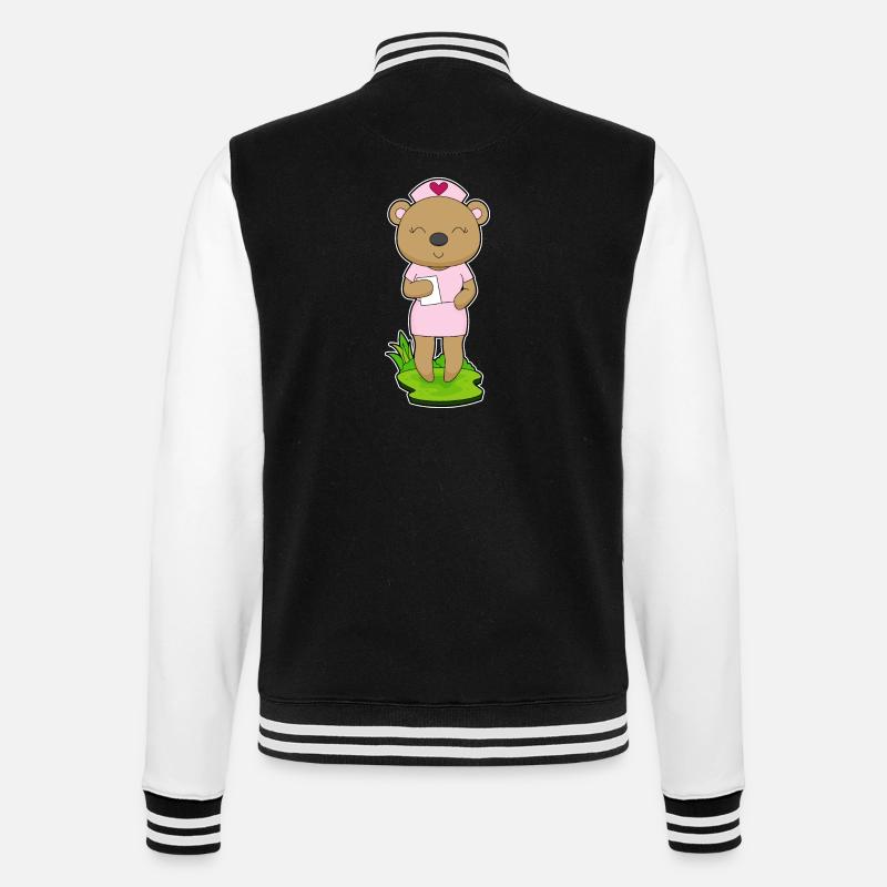 Bär Krankenschwester Notizzettel - College-Sweatjacke - Schwarz/Weiß