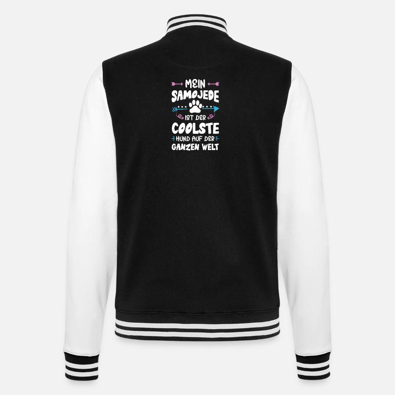samojede hund spruch - College-Sweatjacke - Schwarz/Weiß