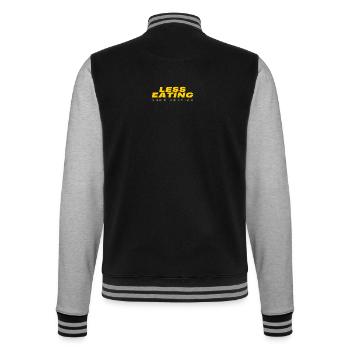 Weniger essen, mehr beten: Ramadan-Textgestaltung - College-Sweatjacke - Schwarz/Grau meliert - Hinten - Marisol (170cm)