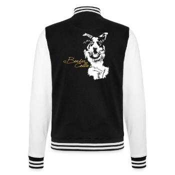 Border Collie Portrait auf schwarz - College-Sweatjacke - Schwarz/Weiß - Hinten - Marisol (170cm)