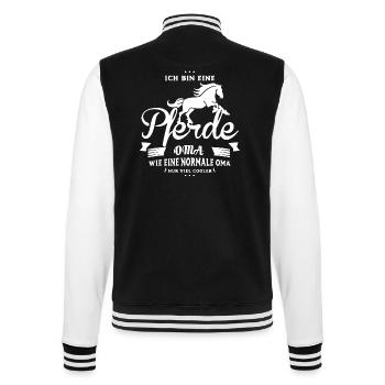 Pferde Shirt-Coole Oma - College-Sweatjacke - Schwarz/Weiß - Hinten - Marisol (170cm)