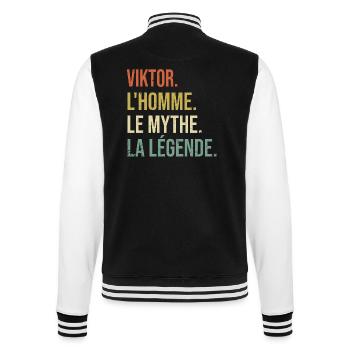 Viktor L'homme Le Mythe La Légende Cadeau Humour - Veste Teddy - noir/blanc - Dos - Marisol (170cm)