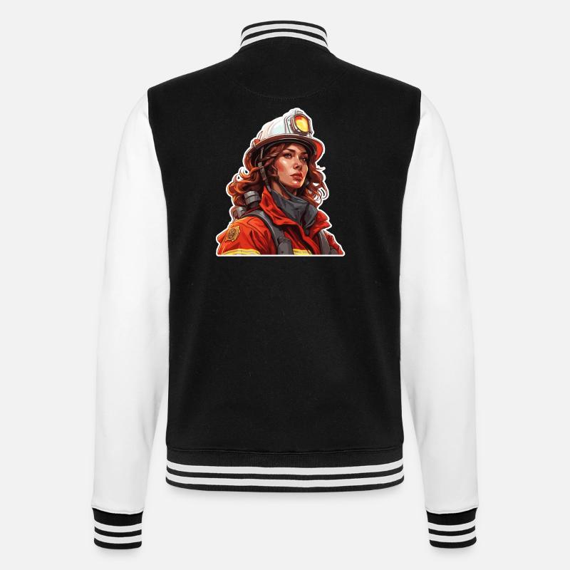 Firefighter / Fire / Fire / Extinguish / Heroine - College Sweat Jacket - black/white