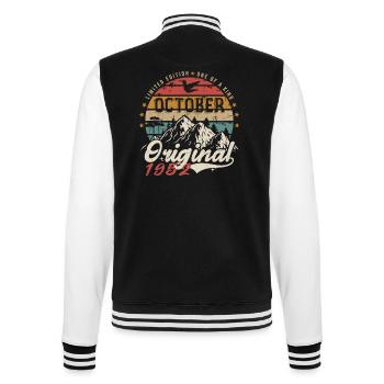 Birthday Gift - Vintage Born October 1952 - College Sweat Jacket - black/white - Back - Marisol (170cm)