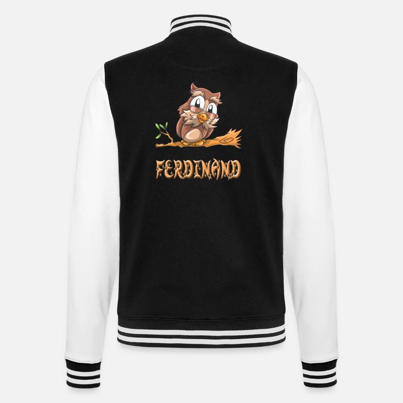 Eule Ferdinand - College-Sweatjacke - Schwarz/Weiß