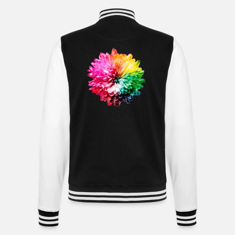 Chrysantheme Regenbogen - College-Sweatjacke - Schwarz/Weiß