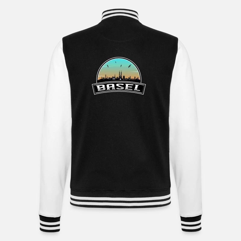 Basel Schweiz Skyline Schweizer Souvenir - College-Sweatjacke - Schwarz/Weiß