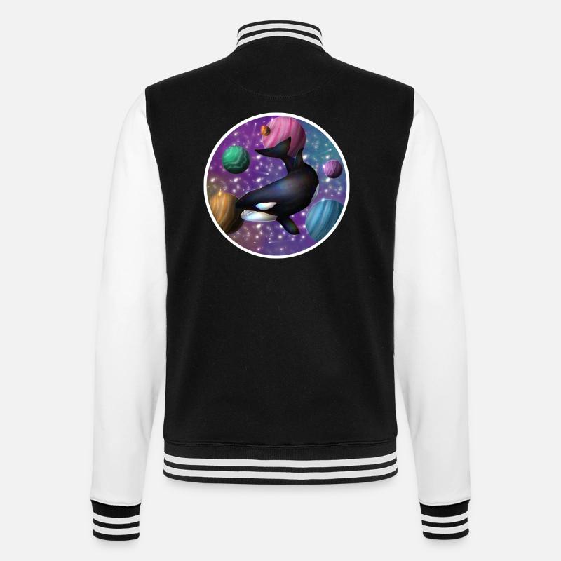 Orca im Raum - College-Sweatjacke - Schwarz/Weiß