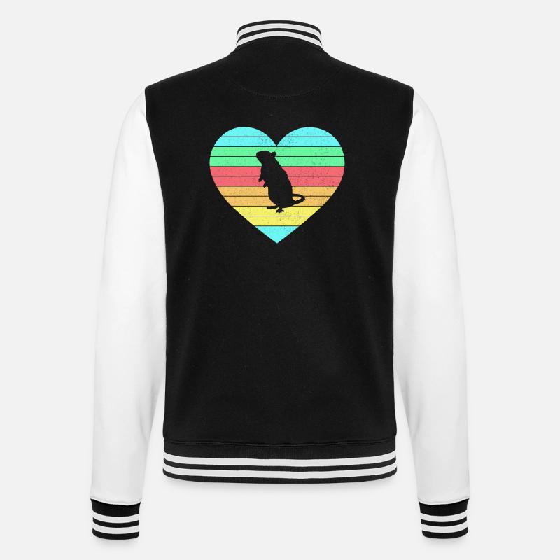 Mouse heart design with rainbow / gift - College Sweat Jacket - black/white