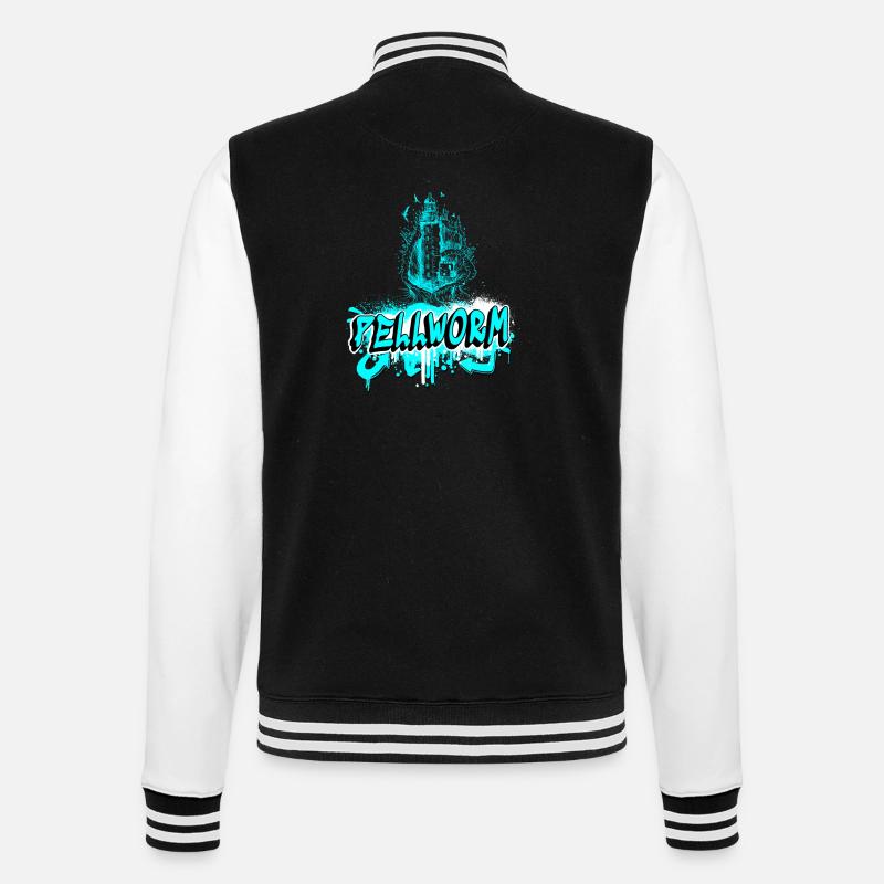 Pellworm lighthouse graffiti design - College Sweat Jacket - black/white