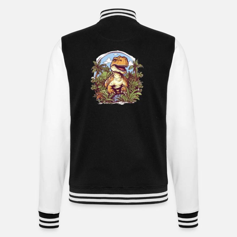 T-Rex Dessin animé Jungle - Veste Teddy - noir/blanc