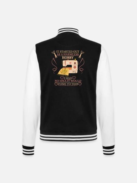 Hobby Wird Zur Nähsaga - College-Sweatjacke - Schwarz/Weiß