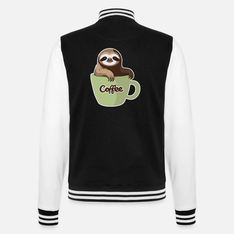 Sloth in a coffee cup - College Sweat Jacket - black/white