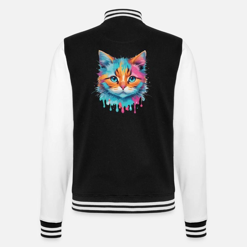 Niedliche Katze - College-Sweatjacke - Schwarz/Weiß