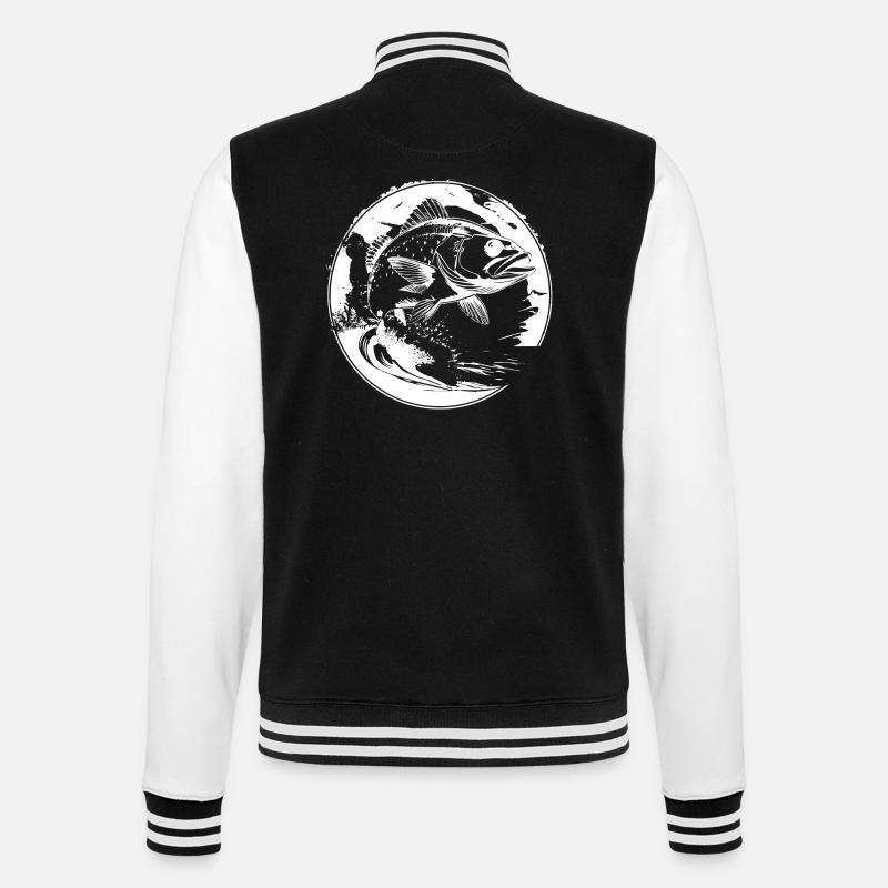 Fisch Grafik - College-Sweatjacke - Schwarz/Weiß