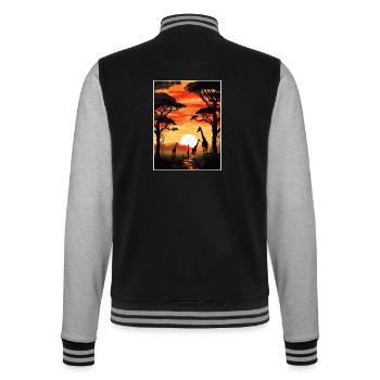 Africa Travel Poster Souvenir Postcard Painting - College Sweat Jacket - black/heather grey - Back - Marisol (170cm)