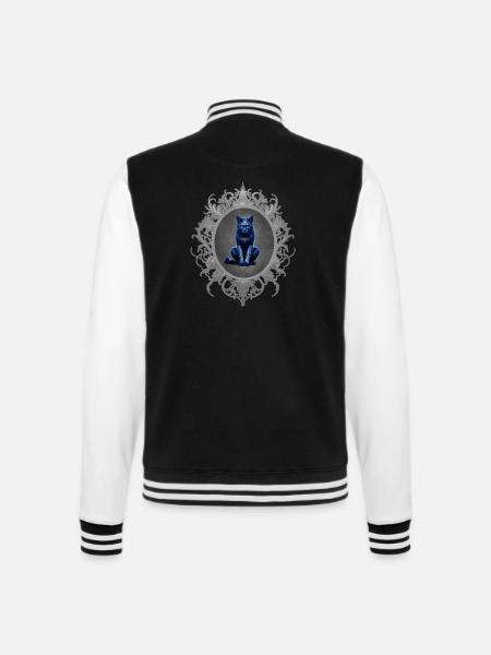 Sitzende katze, tribals, Rahmen, goth - College-Sweatjacke - Schwarz/Weiß
