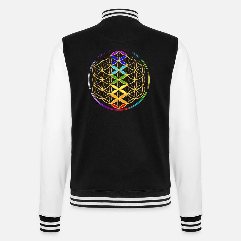 Fleur de Vie avec les Chakras - Veste Teddy - noir/blanc