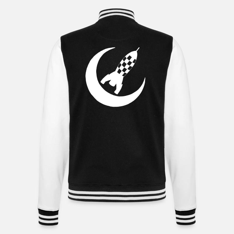 Fusée blanche et demi lune - Veste Teddy - noir/blanc