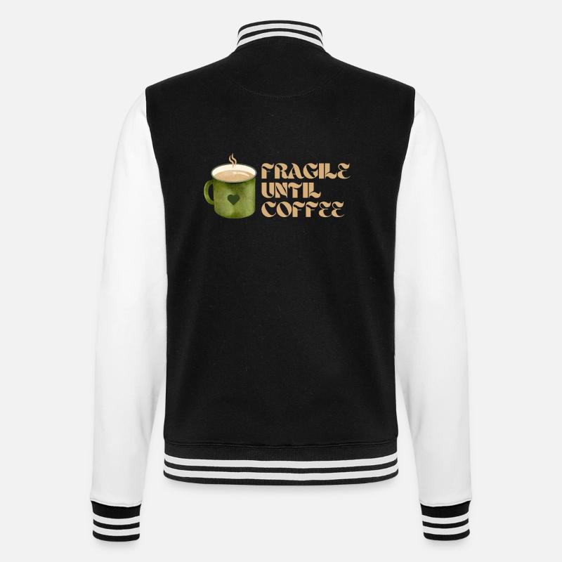 Fragile jusqu’au café – Fun Coffee Design - Veste Teddy - noir/blanc