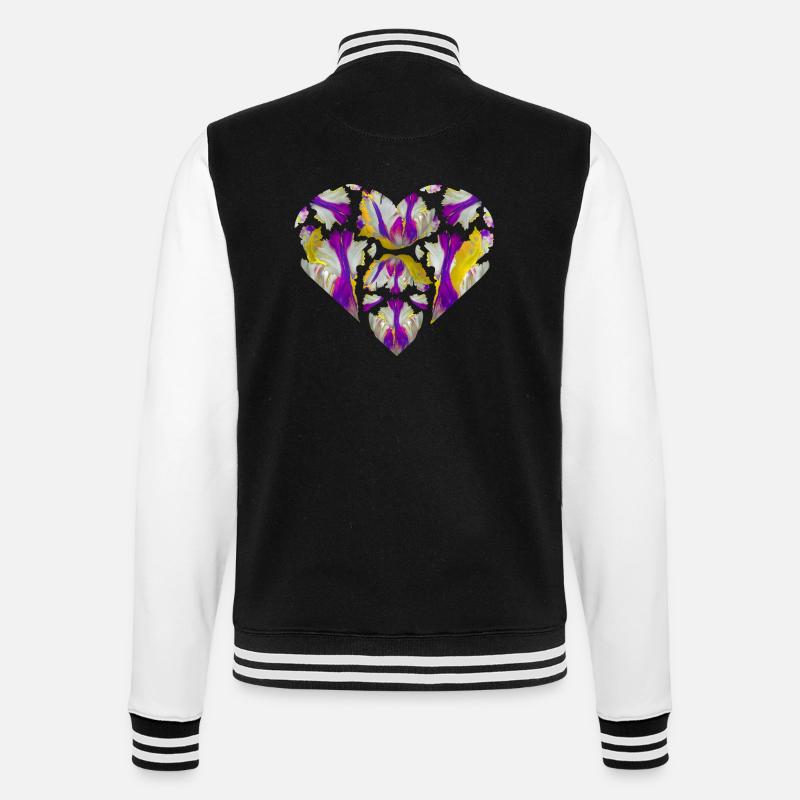 Farbexplosion im Herzen - College-Sweatjacke - Schwarz/Weiß