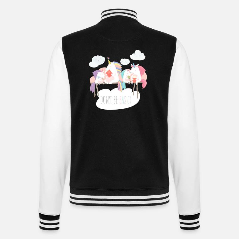 Einhorn don't be basic statement - College-Sweatjacke - Schwarz/Weiß