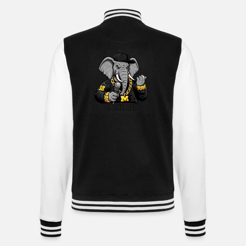 Éléphant Rappeur : Style Rap et Attitude ! - Veste Teddy - noir/blanc