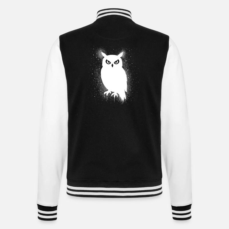 Lustige Eule - College-Sweatjacke - Schwarz/Weiß