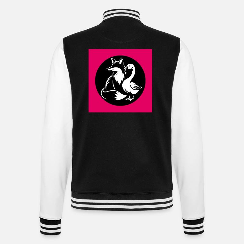 Fuchs und Gans in Freundschaft - College-Sweatjacke - Schwarz/Weiß