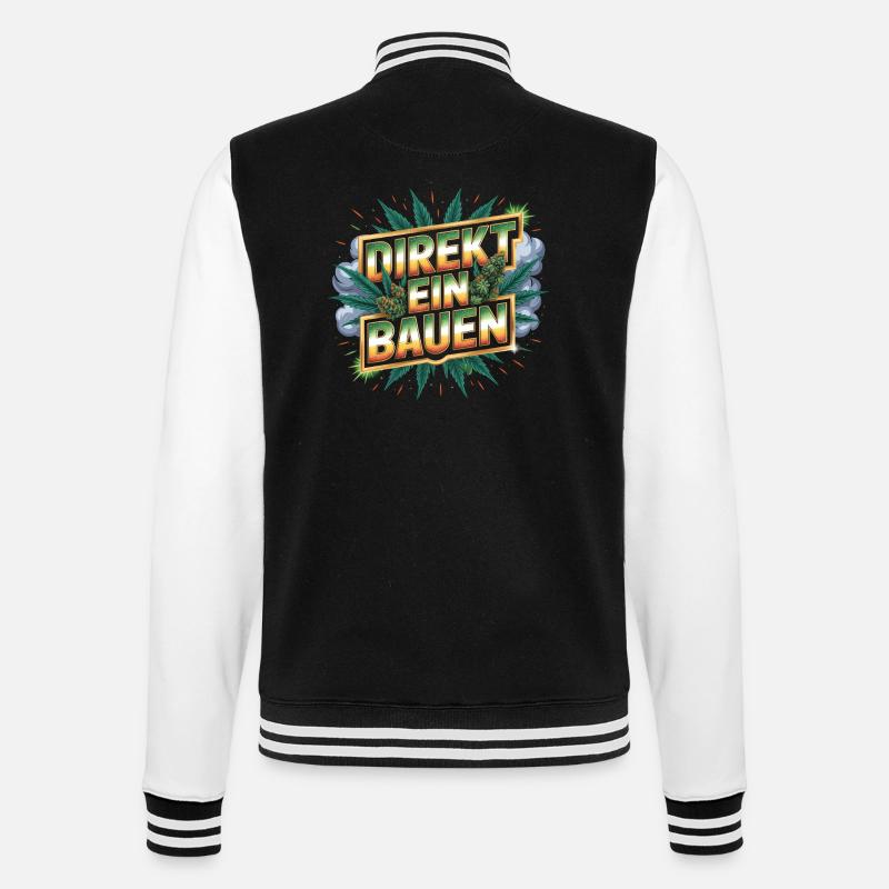 Direkt ein Bauen -  Deutsche Memes - College-Sweatjacke - Schwarz/Weiß