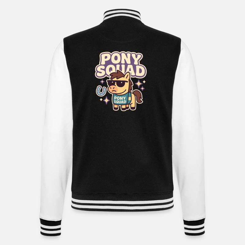 Pony Squad Cartoon Design - College-Sweatjacke - Schwarz/Weiß