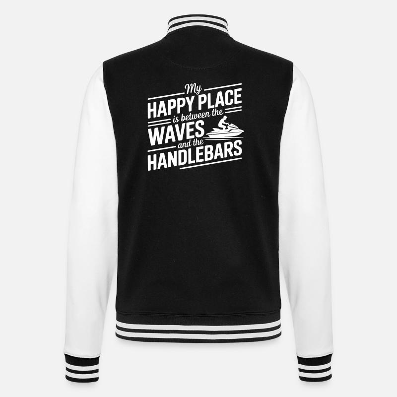 Between Waves & Handlebars Jetski Quote  - College Sweat Jacket - black/white