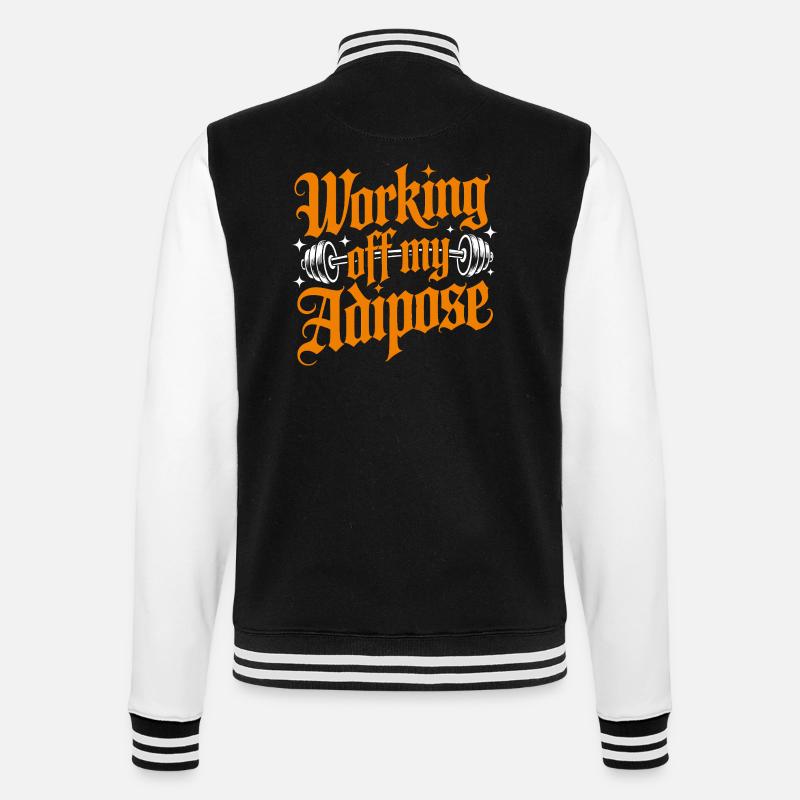 Workout Motiv mit Hantel - College-Sweatjacke - Schwarz/Weiß