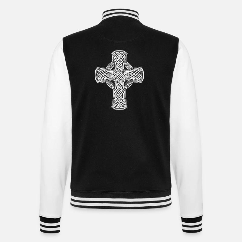 Nordic Celtic Cross Celtic Knot - College Sweat Jacket - black/white