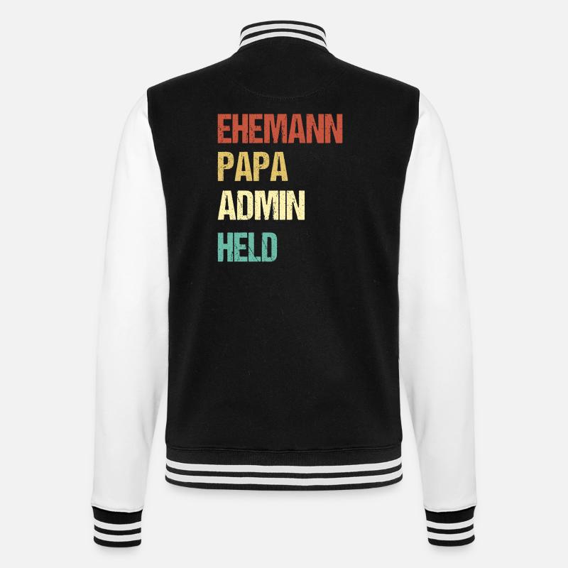 Ehemann Papa Admin Held Shirt - College-Sweatjacke - Schwarz/Weiß