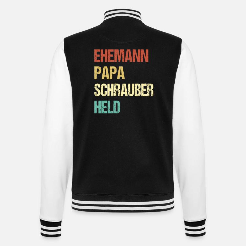 Ehemann Papa Schrauber Held - College-Sweatjacke - Schwarz/Weiß