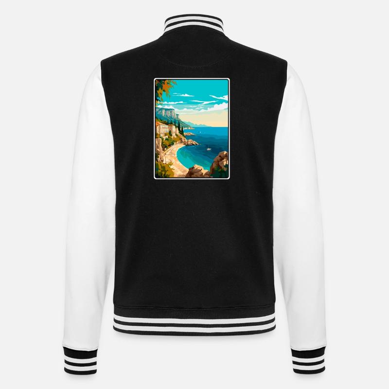 Makarska Kroatien Klippen Mittelmeerküste - College-Sweatjacke - Schwarz/Weiß