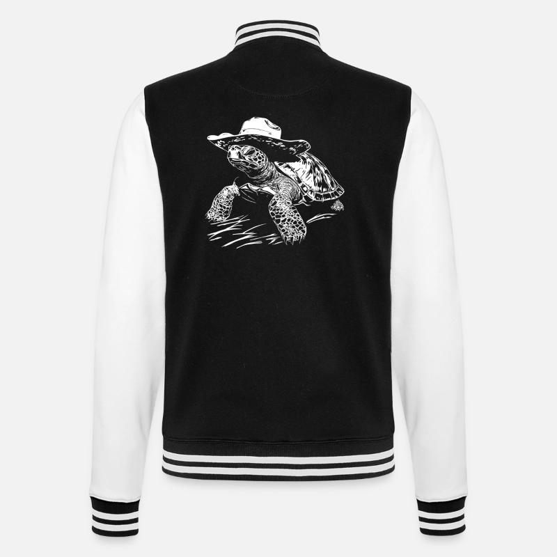 Turtle Cowboy Hat Western - College Sweat Jacket - black/white